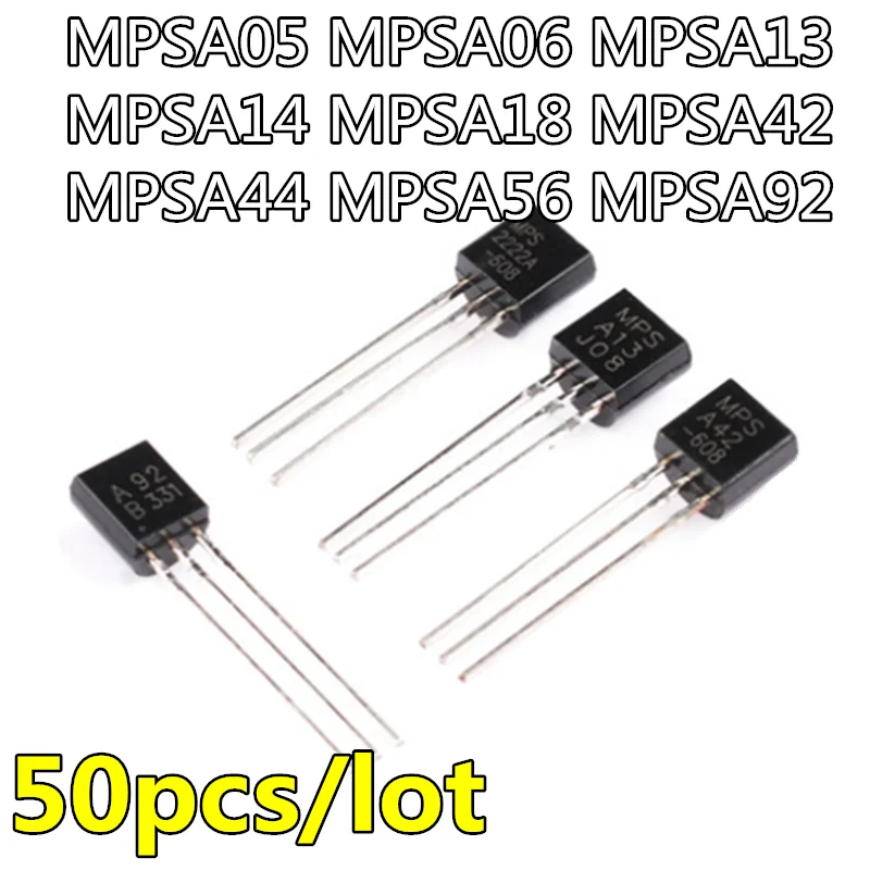 

YYT 50pcs MPSA05 MPSA06 MPSA13 MPSA14 MPSA18 MPSA42 MPSA44 MPSA56 MPSA92 Triode A05 A06 A13 A14 A18 A42 A44 A56 A92 TO-92