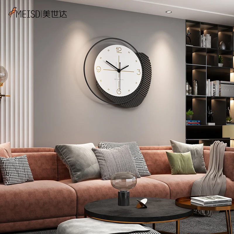 

Metal & MDF Decorative Silent Wall Clock Modern Design Wood Watches For Kitchen Living Room Bedroom Home Interior Decoration