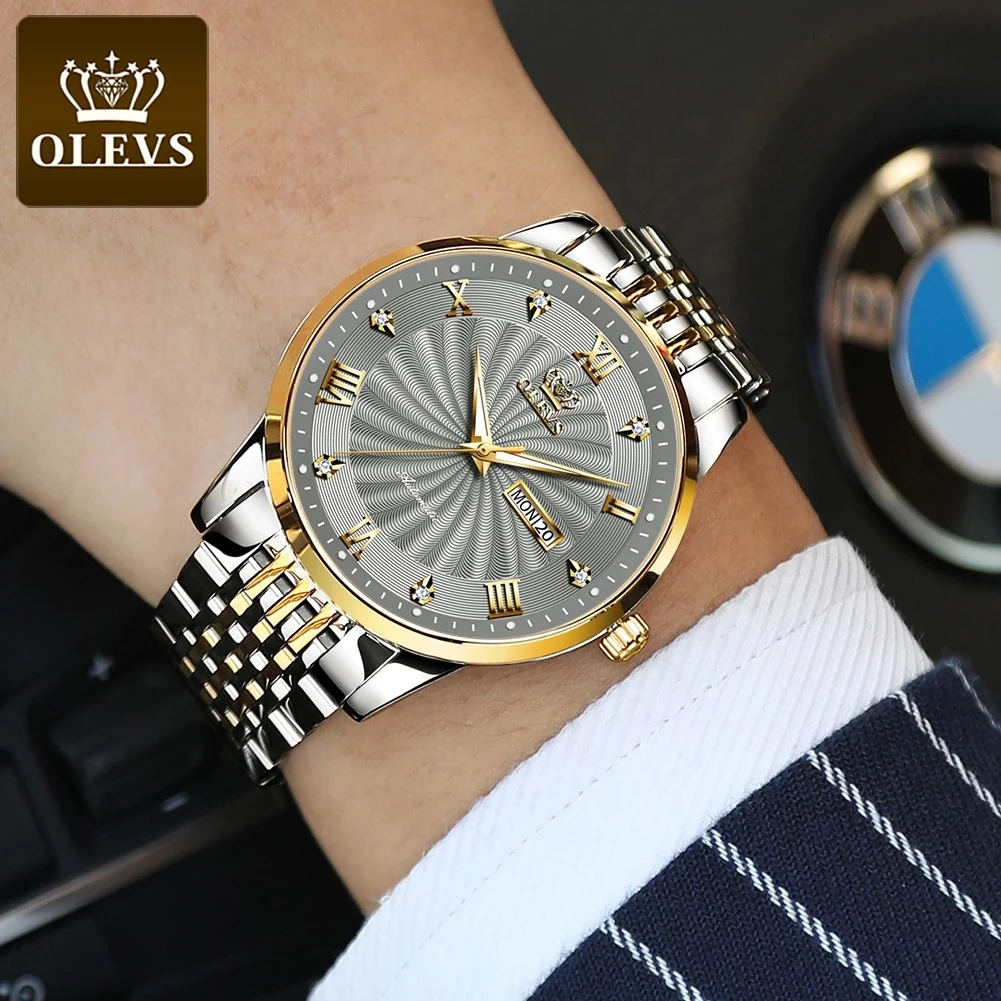 

Top Brand Men Automatic Mechanical Watch Luminous Rhinestone Business Men's Stainless Steel Waterproof Wristwatches OLEVS 6630