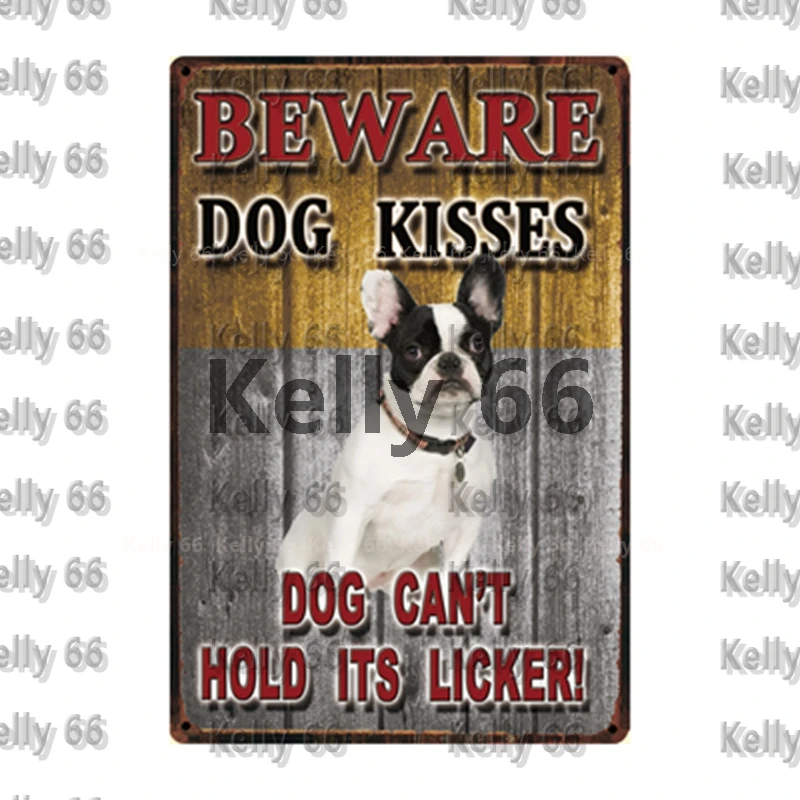 [Kelly66] Остерегайтесь поцелуев собаки такса бордер колли металлический знак