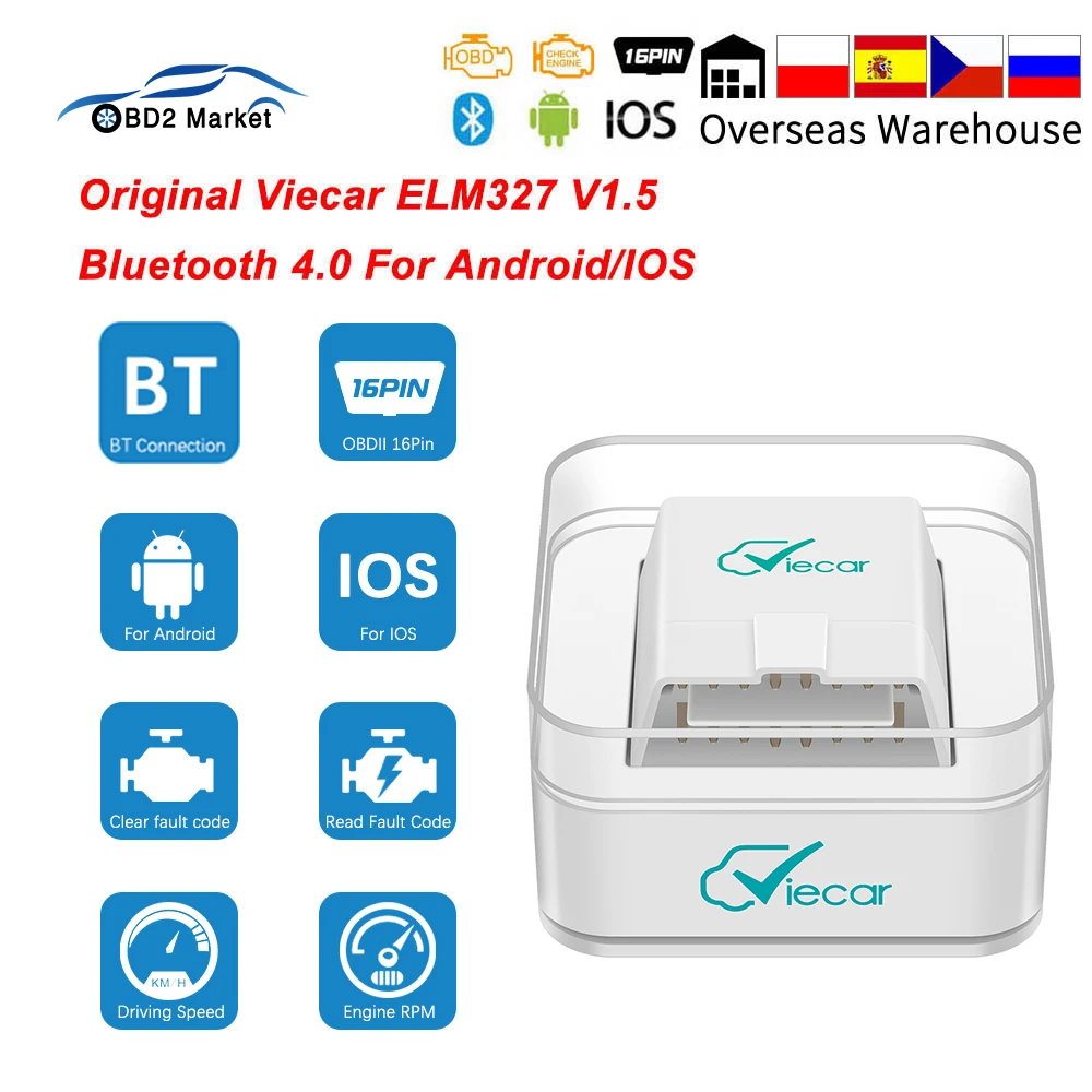 Viecar ELM 327 V1.5 Bluetooth 4 0 OBD2 автомобильный диагностический ELM327 V 1 5 PIC18F25K80 ODB2 сканер для