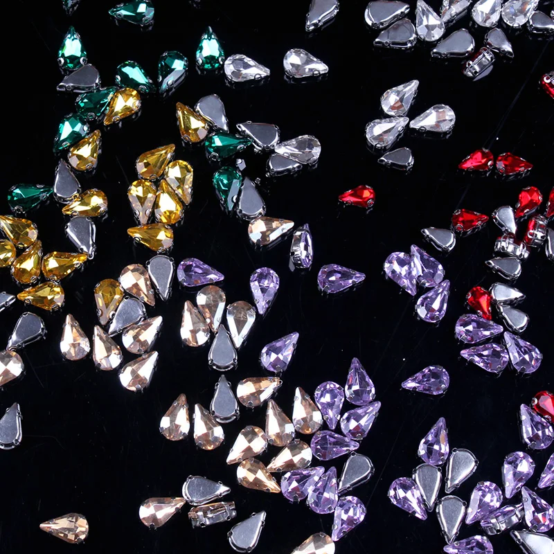 Серебряный крючок пришивной каплеобразный кристалл камень 3 размера 21 цвет в