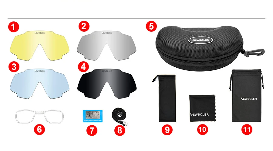 NEWBOLER Polarized 5 Lens Cycling Sunglasses UV400 Mountain Road Bike Eyewear Outdoor Sport Cycling Glasses Bicycle Goggles
