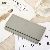 europe and the united states simple ultra thin long purse women 2020 new temperament buckle card soft soft leather wallet girl
