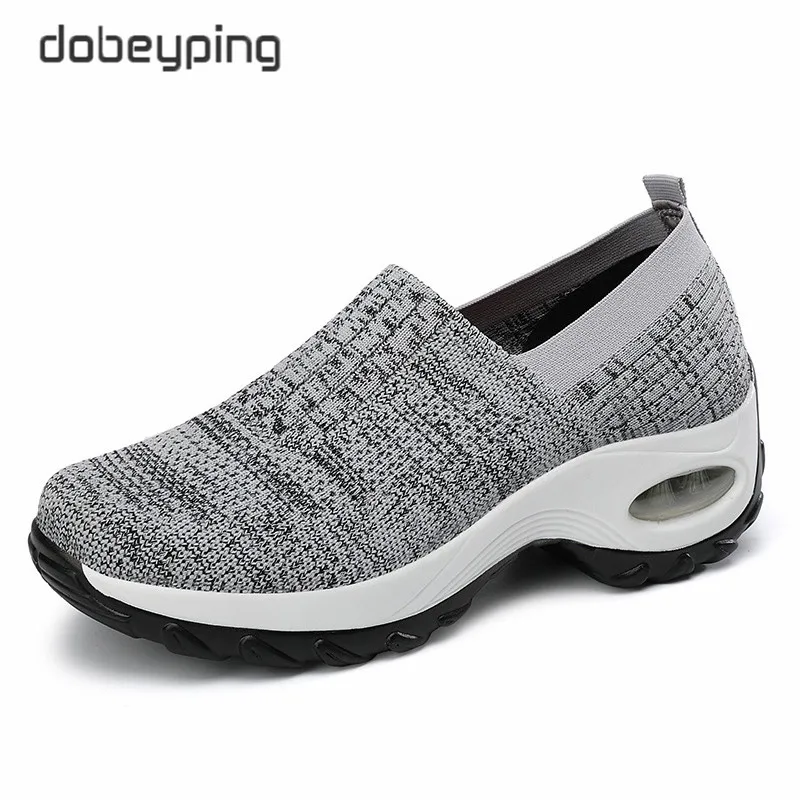 New Autumn Wedges Women's Shoes Air Mesh Woman Sneakers Flat Platforms Female Shoe Slip On Height Increasing Women Swing Shoes