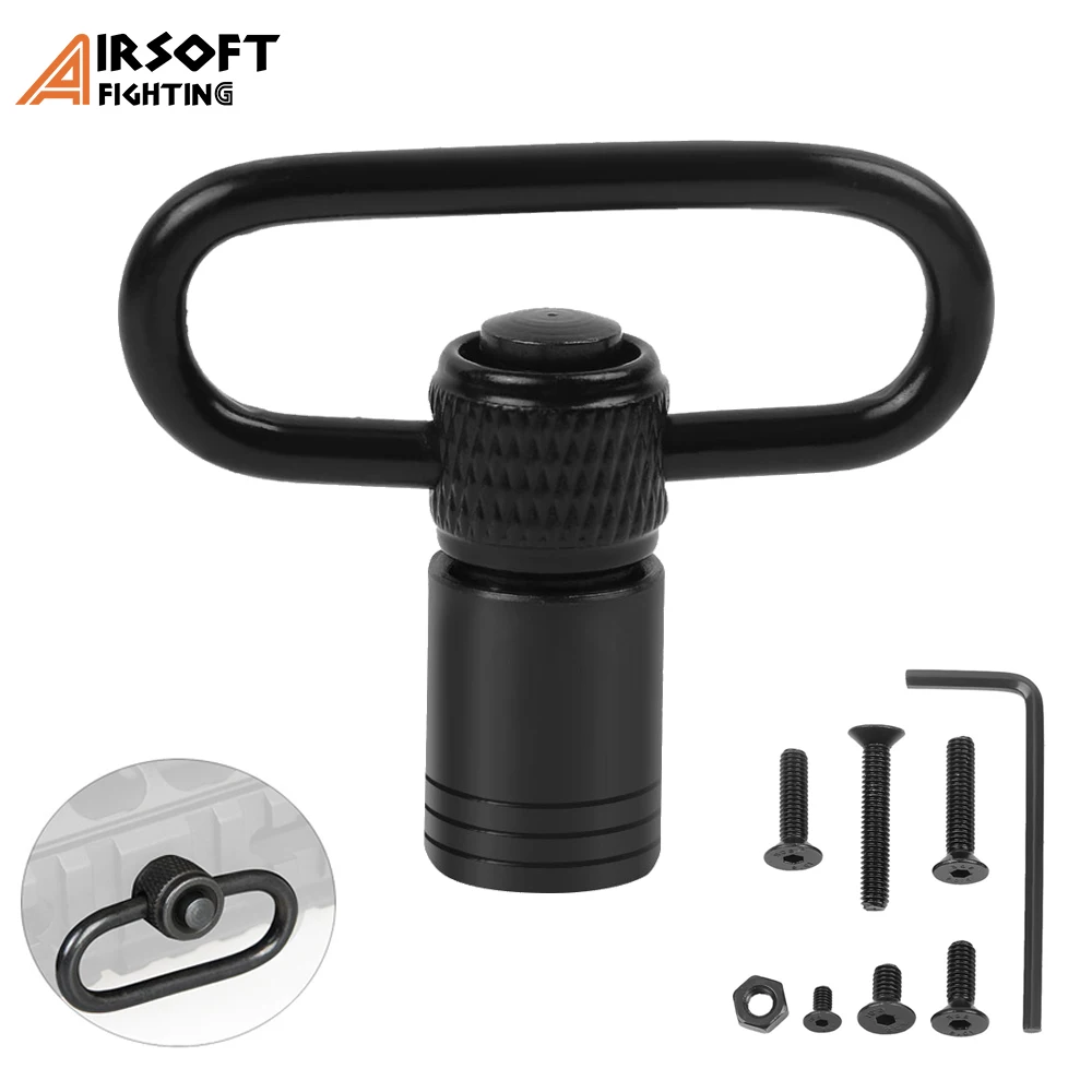 

Tactical QD 1.25" Rifle Sling Swivel Mount Quick Release Button with Loop Base Kit Hunting Gun Sling Strap Holder