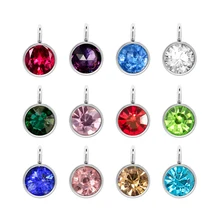 Good Quality Stainless Steel 12pcs Birthstone DIY Birthday Stones 12 Months 6*9mm Charms Pendants