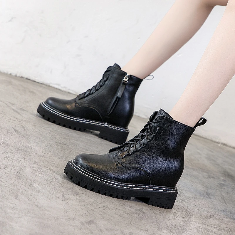 SONDR Модные Белые зимние ботильоны для женщин на платформе обувь танкетке высоком