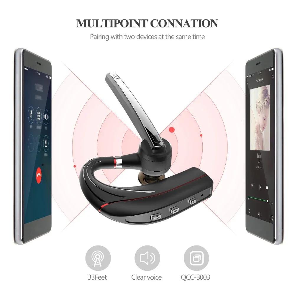 Бизнес Bluetooth наушники Стерео шумоподавление Bluetooth наушники Hands-free смартфон беспроводная гарнитура