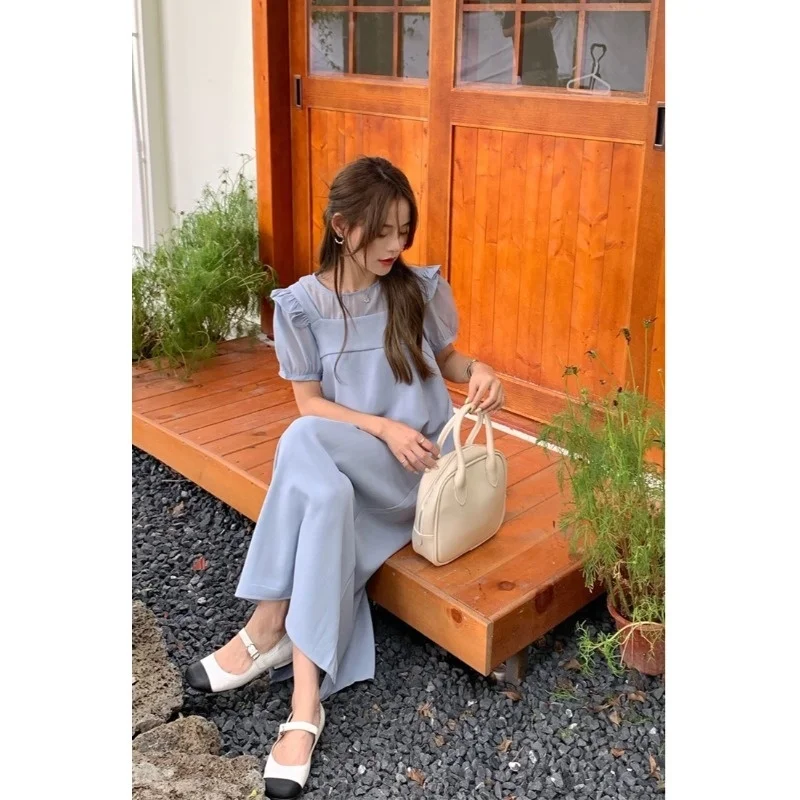 

Sweet Flying Sleeves Suspender Dress for Women Summer 2021 New Gentle Loose Slimming Mid-Length Dress Fashion