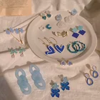 Корейские модные ювелирные изделия, серьги-гвоздики в виде синего цветка любви для женщин, маленькие, свежие, дизайнерские, простые и милые, характерные серьги