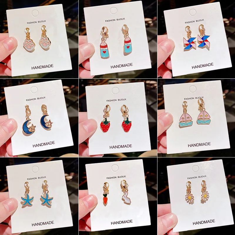 Симпатичные Безразмерные клипсы для девочек детские серьги студенческие