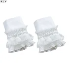 Готический Ретро черный съемный рукав Ложные манжеты Многослойные оборки кружева пэчворк Лолита принцесса свитер декоративные