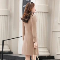 fashion 2022 spring autumn women new korean anti pilling suit collar mid length woolen coat female slim loose jacket trend a680