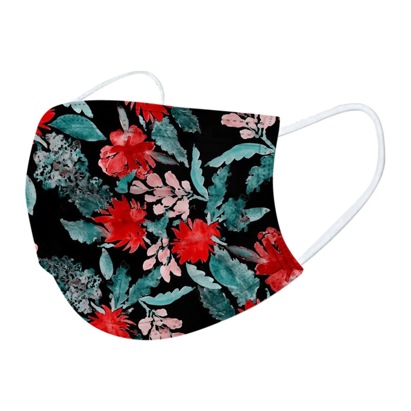 

Flower Print 50pcs Adult Disposable Mask Fashion Printed 3ply Filter Mouth Cover Mascarillas Breathable Face Mask Masque