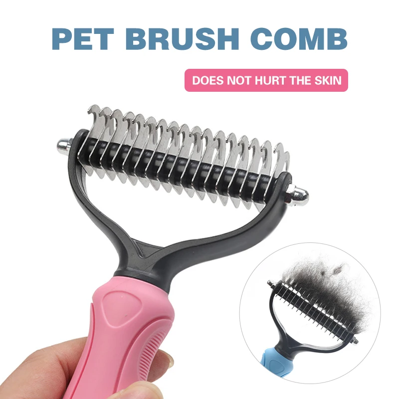 

Double-Sided Cat Dog Hair Removal Comb Brush Stainless Steel Pet Fur Trimming Open Knot Rake Knife Pet Grooming Accessories