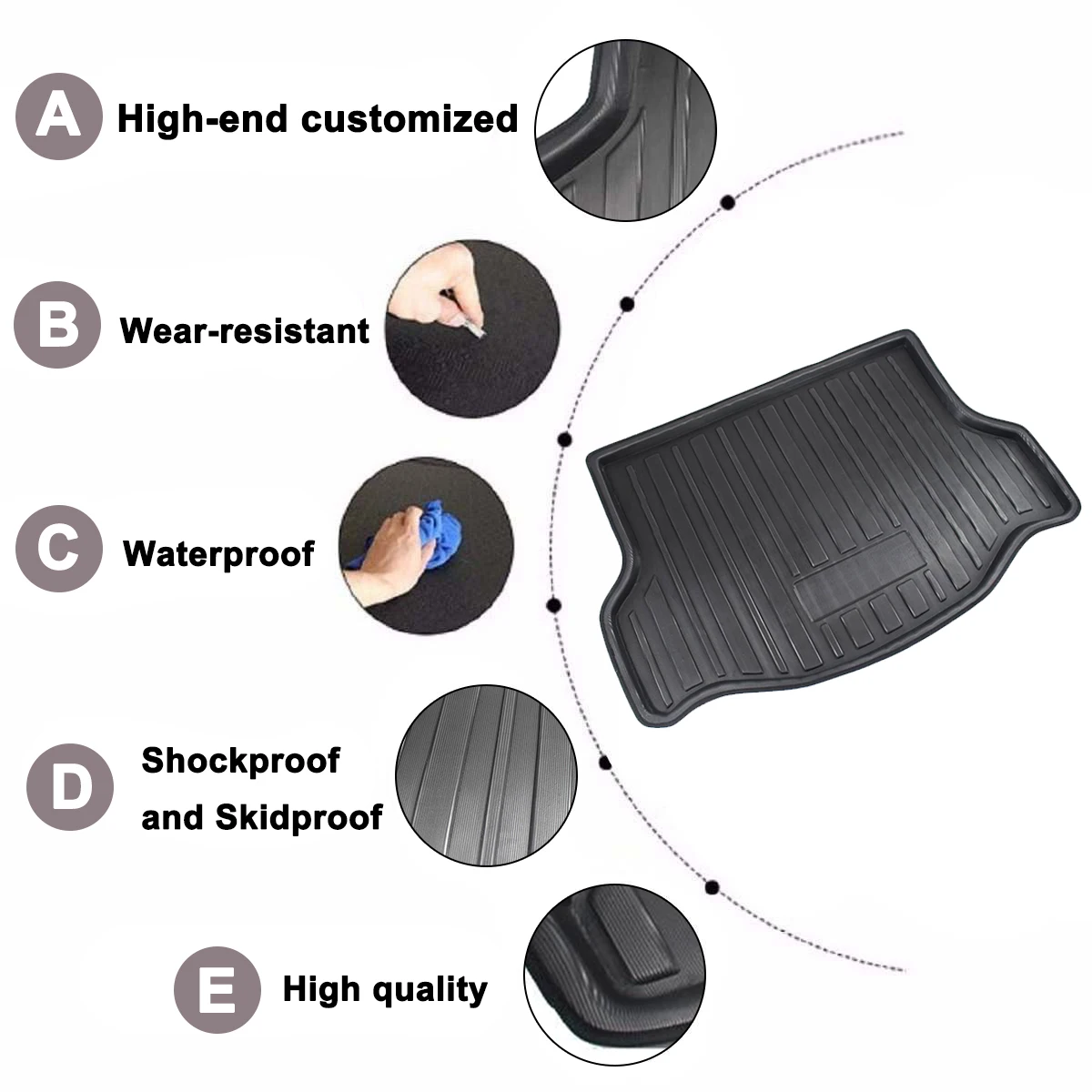 

For Toyota RAV4RAVA 4 2013 - 2018 Rear Trunk Cover Matt Mat Car Tray Boot Liner Cargo Boot Liner Floor Carpet Mud Non-slip