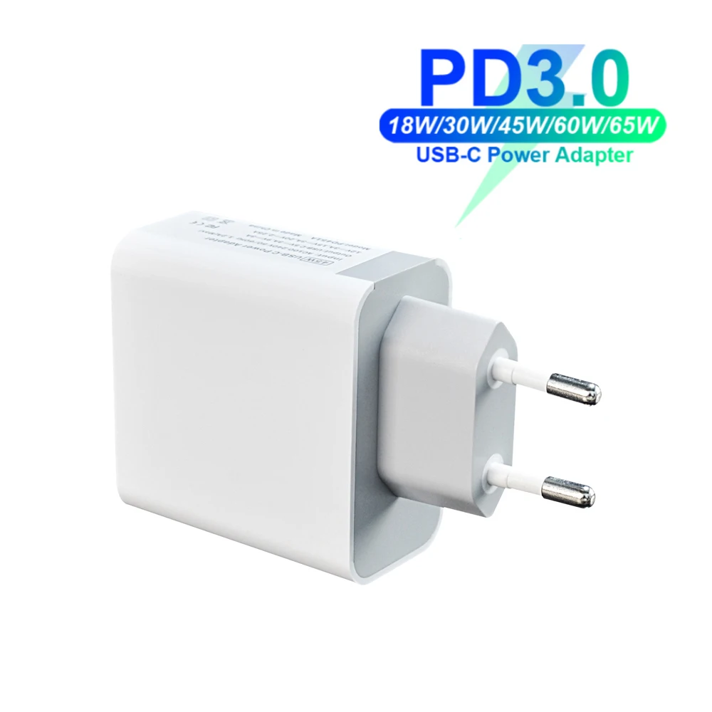 Адаптер питания 65 Вт с 1 портом PD60W QC3.0 зарядное устройство для ноутбуков MacBook Pro Air