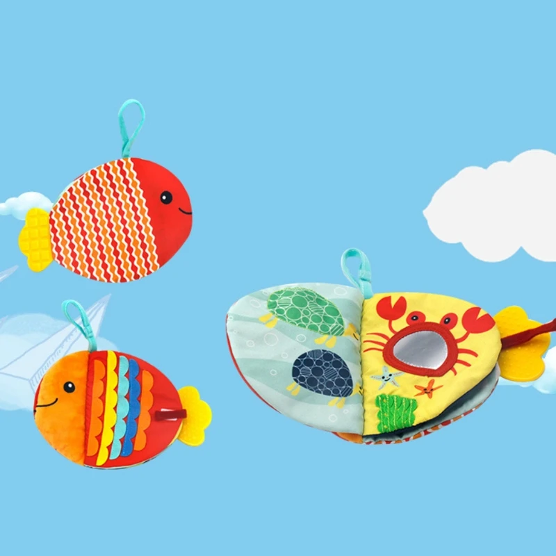 

T5EC Creative Small Fish Cloth Book Cartoon Sea Animals Baby Early Education Gift for Interactive Babies Stroller Toys