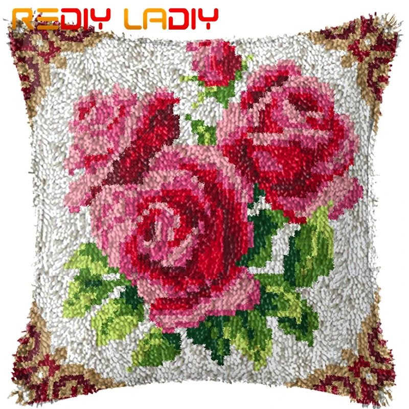 Наборы крючков с защелкой Сделайте свою собственную подушку красные розы