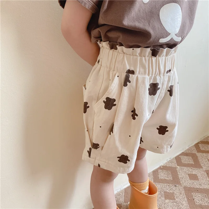 

MILANCEL 2021 Summer Girls Pants Korean Printed Washed Cotton Casual Cute Shorts