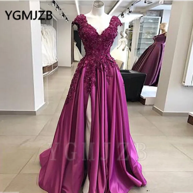 Женское кружевное вечернее платье фиолетовое ТРАПЕЦИЕВИДНОЕ ПЛАТЬЕ С V-образным