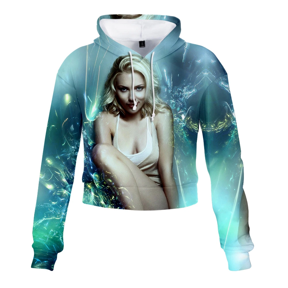 Женский короткий свитшот с капюшоном из полиэстера | Женская одежда