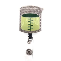 promotional custom nurse rhinestone retractable carabiner badge holder pull reel