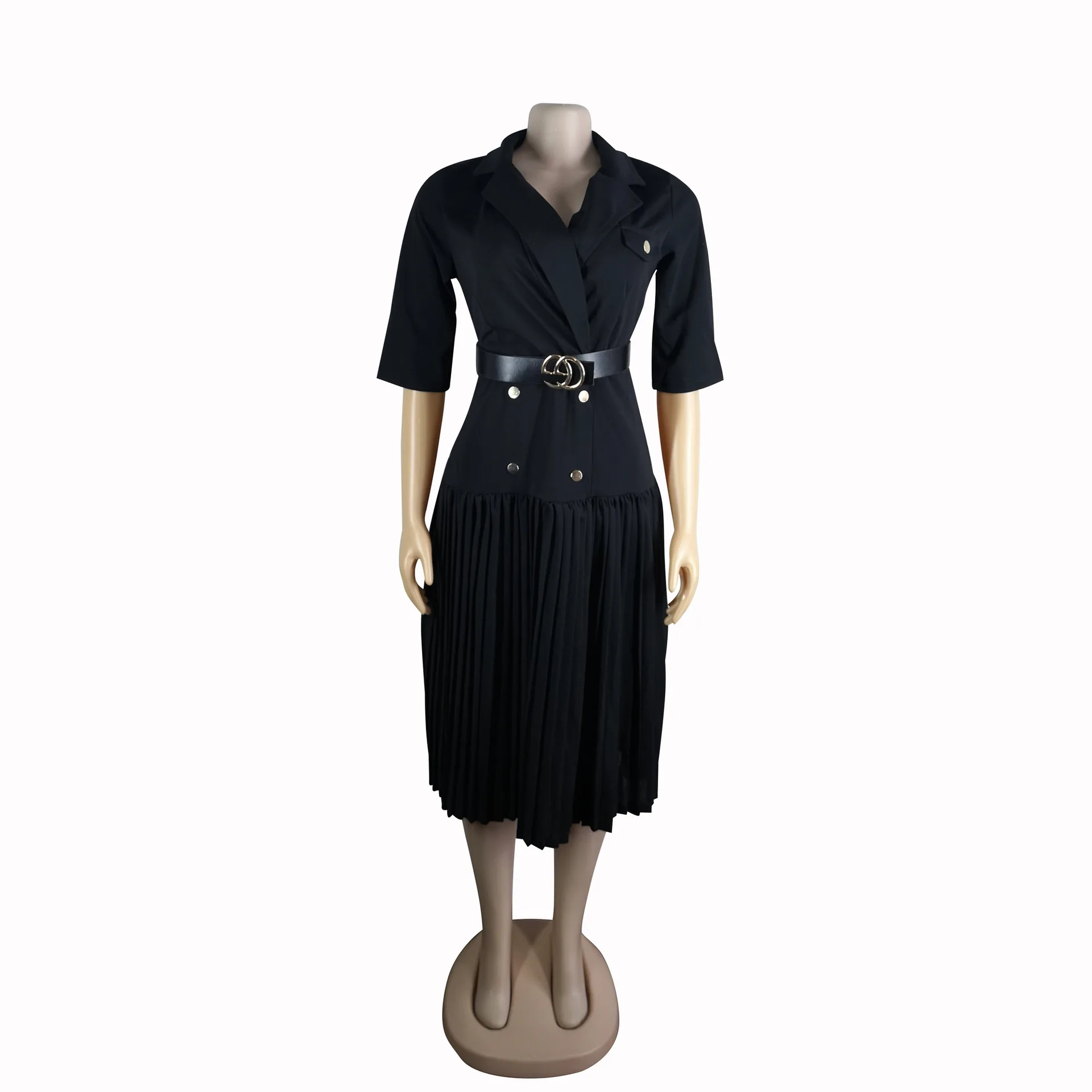 Африканское плиссированное платье женское повседневное офисное элегантное с v