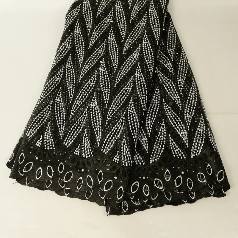 Новейшая черная белая африканская гипюровая 3D кружевная ткань нигерийская