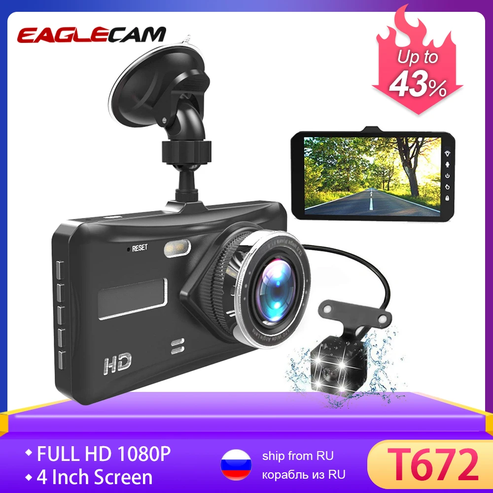 E-ACE Автомобильный видеорегистратор Камера Full HD 1080 P регистраторы Авто регистратор два объектива ночного видения с зеркало заднего вида цифровой для видеомагнитофон