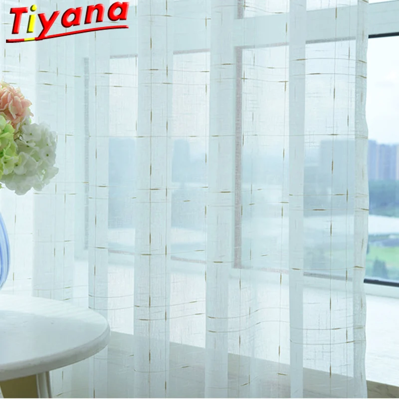 Белая прозрачная занавеска из тюля с золотыми точками серебристая на окна