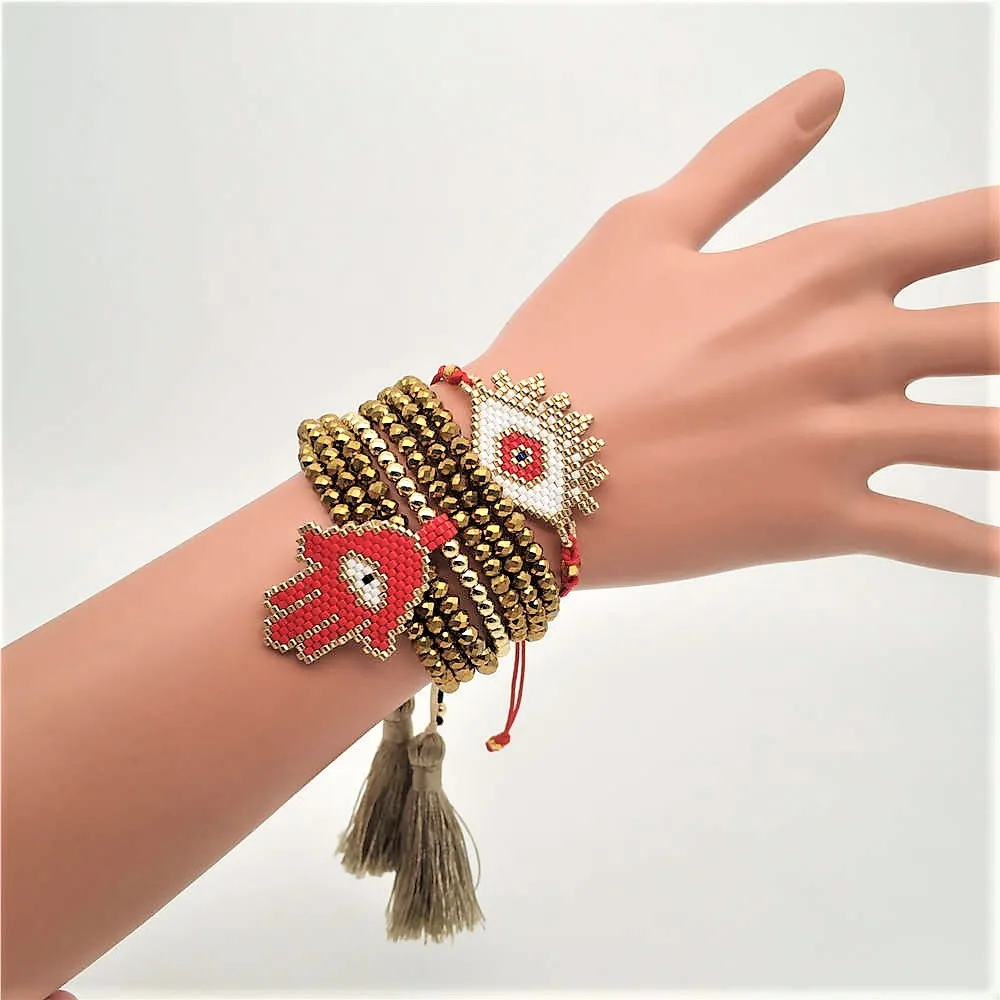 

Plum blossom Miyuki Lady Bracelets Handmade Evil Eye Woven MIYUKI Bead Bracelets Pulsera Mujer Jewelry Dropshipping