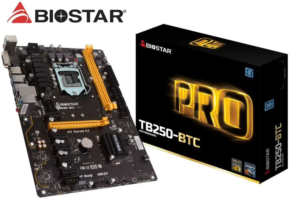 Placa-mãe para Biostar Nova Mineração Cartões B250 Lga 1151 Ddr4 Tb250 Atx Btc 6 Mainboard Tb250-btc 6pcie Gpu