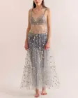 2022 женское блестящее длинное платье, сексуальное Сетчатое Прозрачное платье со сверкающими звездами, прозрачное плиссированное платье с горячим тиснением