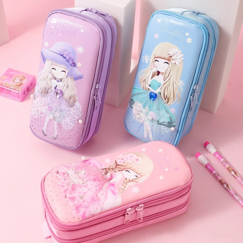 

Kawaii Pencil Case Flower Girl Pencil Case School Supplies Estuche Escolar Trousse Scolaire Stationery Large Capacity Pencil Bag