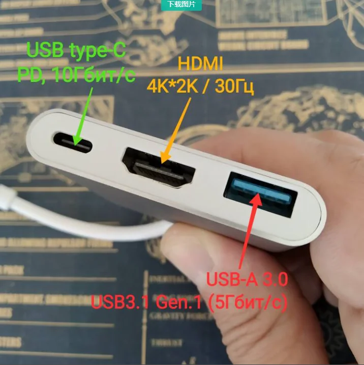 Концентратор USB Type-C на HDMI совместимый с Macbook Pro/Air Thunderbolt 3 концентратор 0 порт USB-C