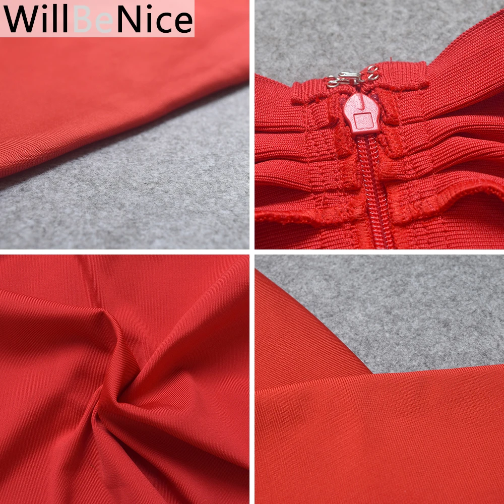 Женское Бандажное платье WillBeNice красное белое облегающее женское с глубоким V