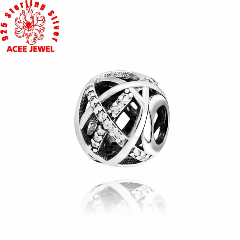 

2019 autumn New 925 Sterling Silver Beads Sparkling Lines Openwork Charms Pendant fit Original pandora Bracelets DIY Jewelry
