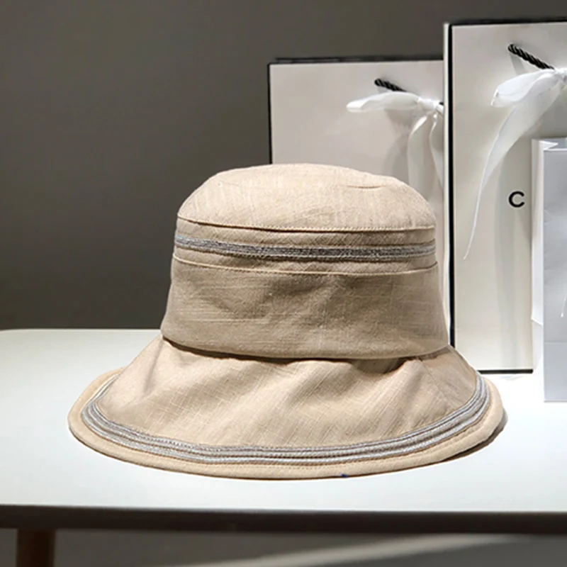 Freeander Japanese Linen Fisherman Hat Female Summer Korean Casual Wild Literary Lotus Leaf Hat Sunscreen Sun Hat