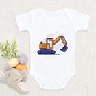 Одежда для новорожденных, спортивный костюм для маленьких детей, для мальчиков и девочек, экскаватор принт комбинезон транспортного средства, гимнастический костюм, одежда, верхняя одежда на возраст от 0 до 24 месяцев