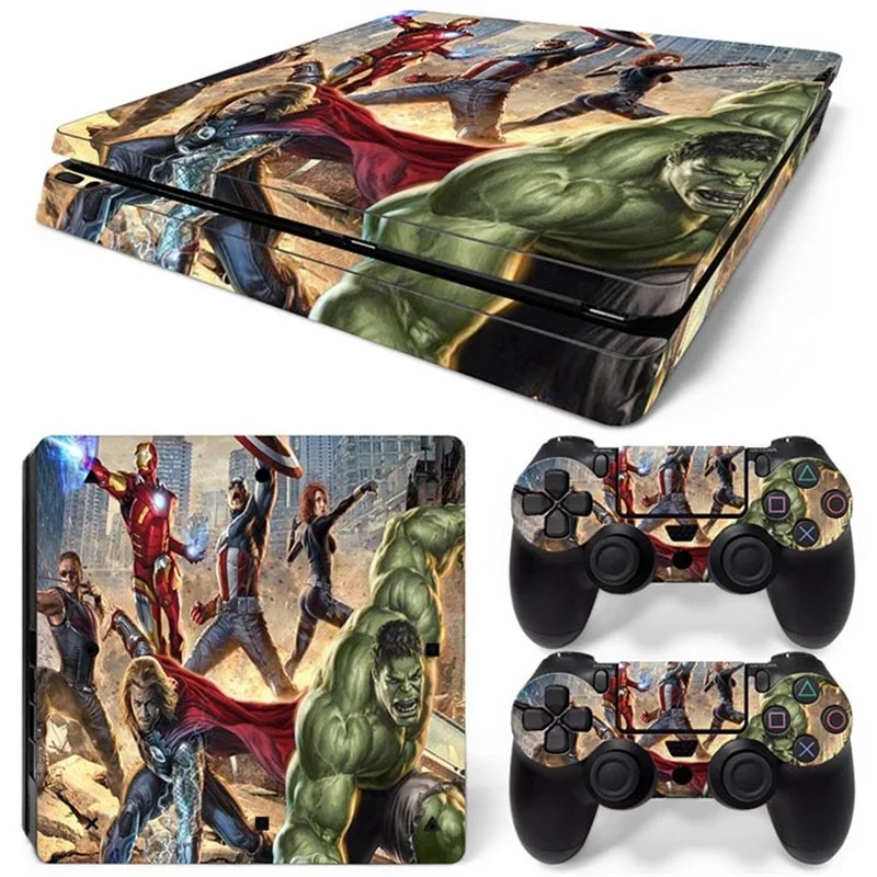 Виниловая наклейка Marvel Avengers для консоли PS4 Slim и 2 контроллера|Наклейки| |