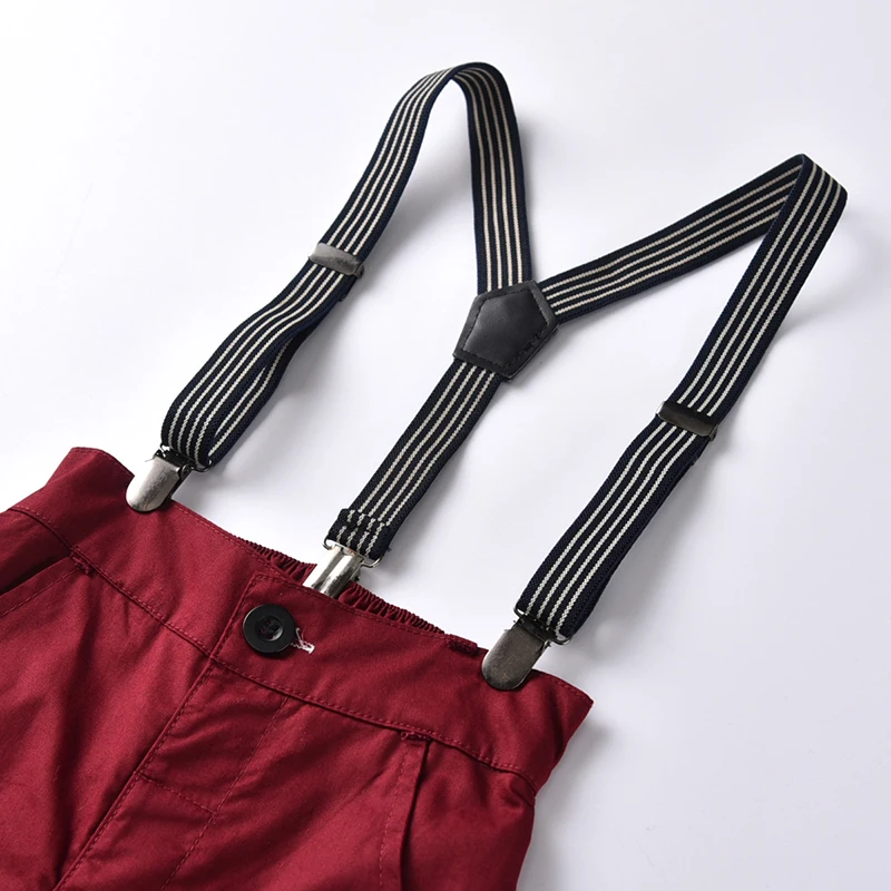 

Spring Autumn Newborn Gentleman Clothes Birthday Party Shirt Overalls Suit Jumpsuit Baby Boys Romper Sets Infant Clothing