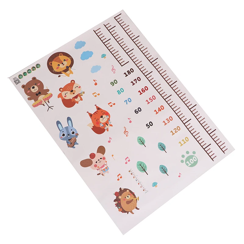 

1PC Funny Cartoon Animal Music Child Growth Height Ruler Wall Sticker For Kids Room Bedroom Height Meter Stickers Room Decor
