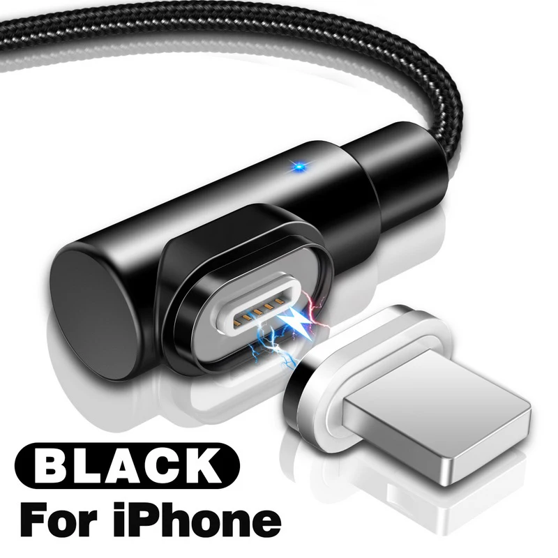 GETIHU 2 м Быстрый Магнитный кабель 2.5A Быстрая зарядка Micro USB зарядное устройство type C Зарядка для iPhone XS X 8 7 6 Магнитный шнур для мобильного телефона - Цвет: For iPhone Black