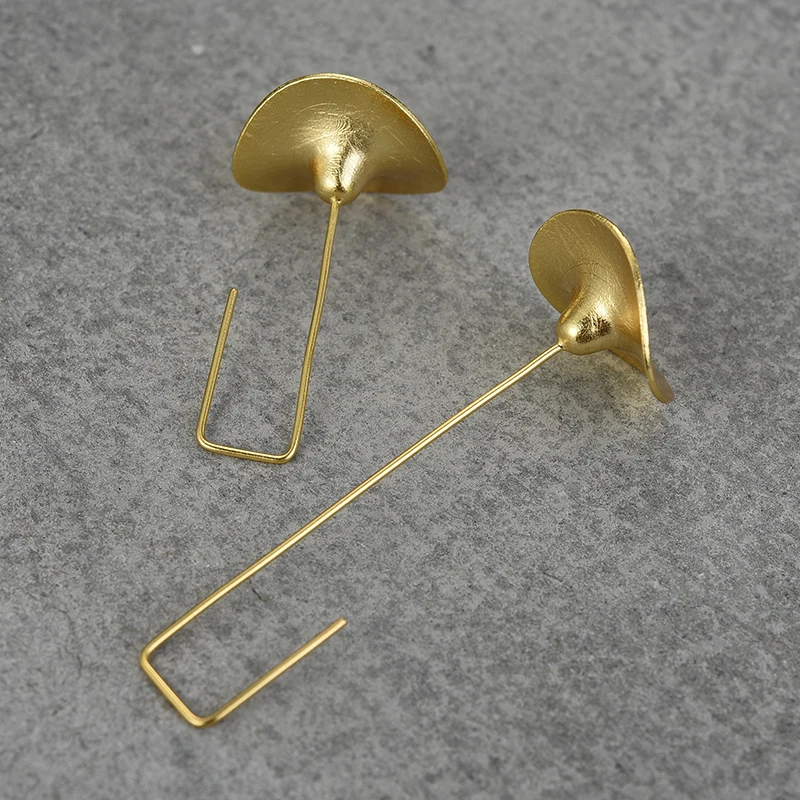 Lotus Fun, 18 K, золотые милые висячие серьги в виде соломенной кепки, настоящее 925 пробы, серебро, ручная работа, дизайнерские ювелирные изделия, серьги для женщин