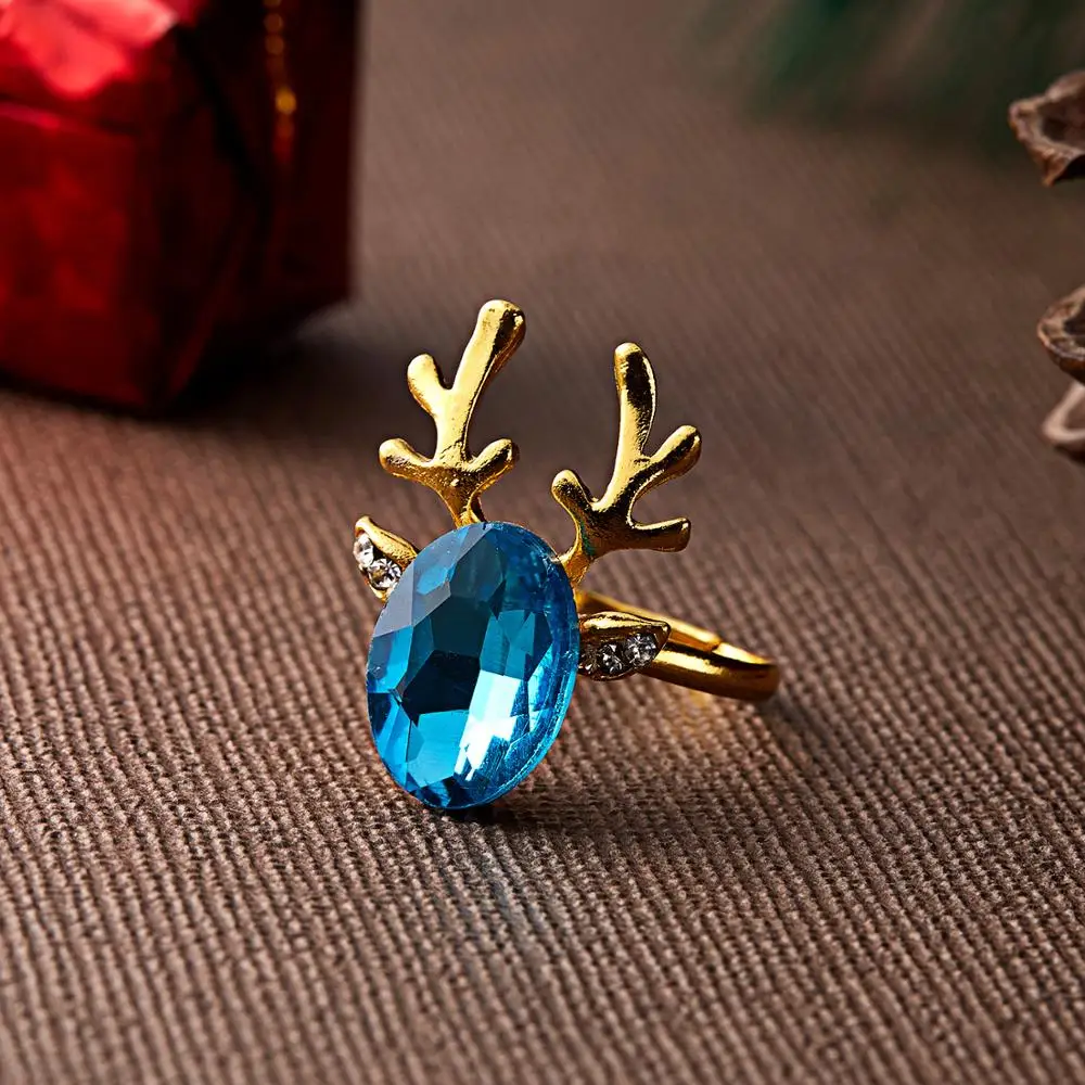 Новое модное эмалированное рождественское кольцо с кристаллами женское изящное