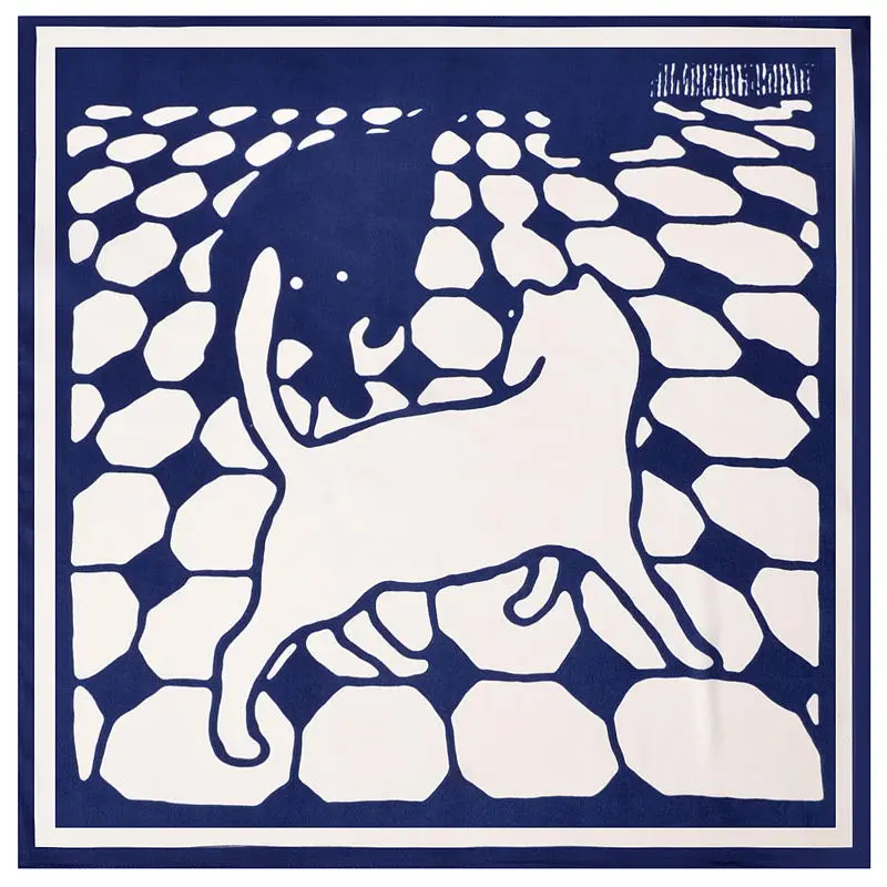 60X60cm шелковый шарф с принтом кота женский простой модный квадратным вырезом