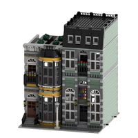 kids moc city street scene house homes building blocks construction modular bricks diy model toys for children gift 2407 pcs