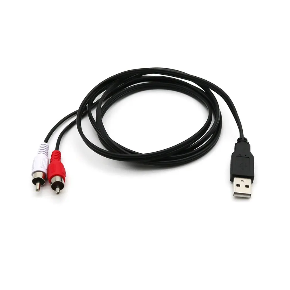 Портативный штекер USB A папа 2 шт. RCA Phono AV кабель свинцовый ПК ТВ Aux аудио видео